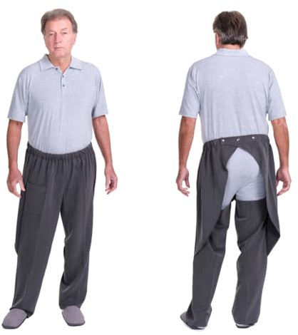 FERRUCCI COMFORT Pantalón ajustable para rehabilitación – 9079 – Ideal para personas mayores y personas frágiles, gris, XS-S