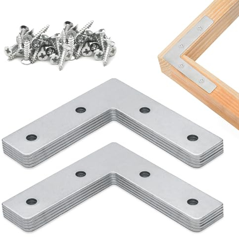 Vinkelfästen Hörnfäste för trä 10 st | 76 mm x 76 mm x 16 mm | L-fästen för trä med 40 skruvar – galvaniserad stålplatta set för fixering och reparation av möbler, bord (76 mm)