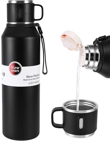 Vacuum Insulated Bottle - 1.5L Large Flask for Hot and Cold Drinks Insulated Stainless Steel Water Bottle, Thermal Flask with BPA Free Cup, Portable Travel Water Bottles with Filter Design