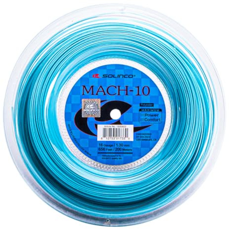Solinco Mach-10 Co-Polyester Tennis String Reel 656 ft / 200 m – Explosive Power, Superior Feel & Tension Maintenance – CloudFORM Technology, Soft Durable Performance String 17