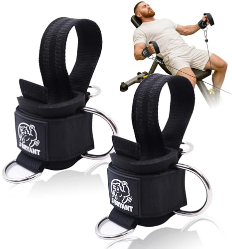 J Bryant Adjustable Wrist Cuffs with Multiple D-Rings, Weight Lifting Straps for Cable Machines, Strength Training, Fitness & Bodybuilding (L)