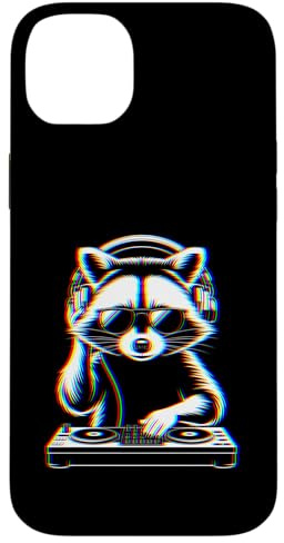 Funny Raccoon DJ With Headphones and Turntable Custodia per iPhone 14 Plus