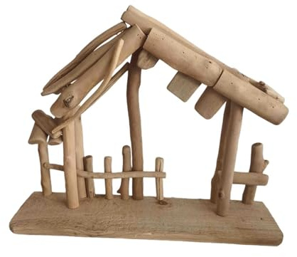 kesurpae Decorazioni Natalizie: Presepe in Legno, Presepe Stalla con Significato Religioso. La Stalla in Legno può Decorare la Casa per le Feste. Spaziosa e con Sfondo Perfetto per Posizionare il