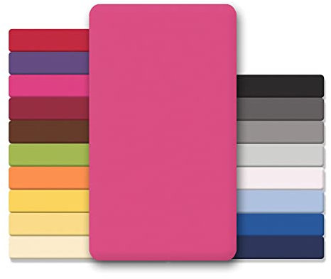 CelinaTex Jersey Topper Spannbettlaken Lucina Doppelpack 90x200-100x200cm pink 100% Baumwolle gekämmt bis 12cm Matratzenhöhe Spannbettbezug, Leintuch, Bettlaken, elastisch, Strech, Oeko-Tex