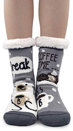 PUTUO Chaussettes Chaussons Femme Hiver Chaud Antidérapantes Thermique Pantoufles, Noël Épais à la Maison