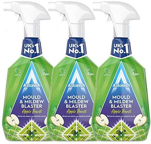 3 x 750ml Apple Mould Mildew Stain Cleaner Vegan Spray Fast Acting Tiles Bath Kitchen Sink Plastic Concrete