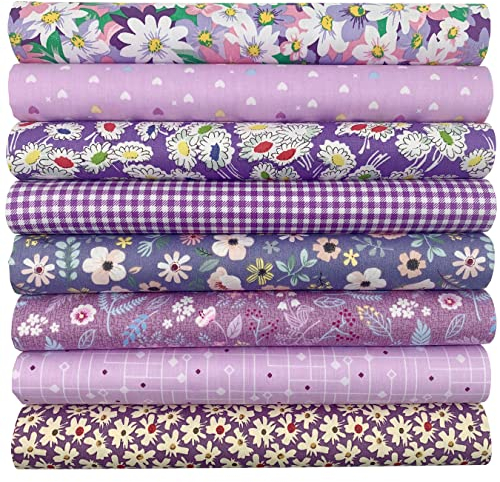 aufodara 8 Stück Baumwollstoff Meterware Stoffpaket 50 x 50 cm Stoff, Stoffe zum Nähen, Patchwork zum Quilten DIY Basteln Handwerken, Quadrate Baumwolltuch (Violett)