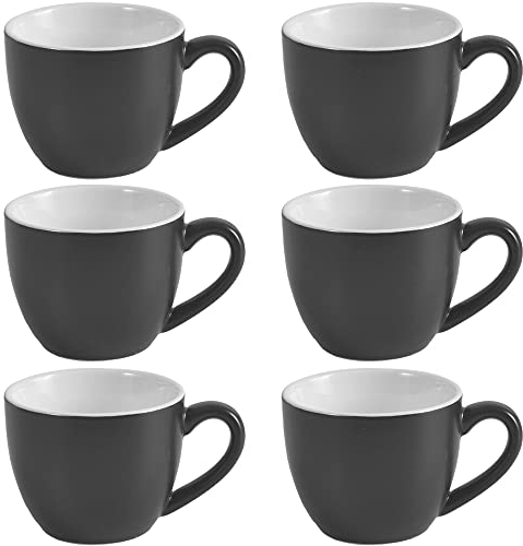 homEdge Mini Pro Espressotasse, 85.0 g / 90 ml, winzige Kaffeebecher Demitasse für Espresso, Tee, 6 Stück, Schwarz