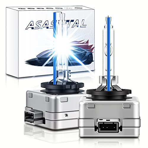 Asasytal D3S Lampadine HID Xeno per Fari, 35W 12V Bianco Bluastro 8000K Super Luminosità Bi Xenarc Kit di Retrofit per l'Aggiornamento Originale Della Lampadina Allo Xeno, 1 Paio