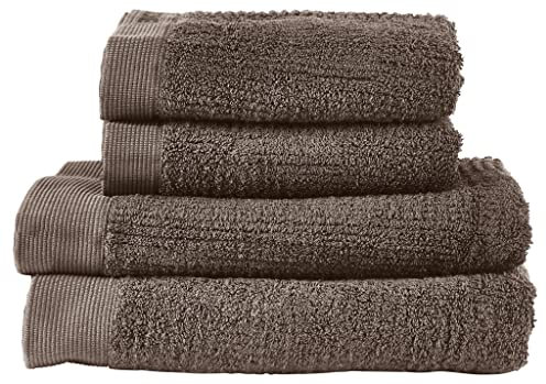Zone Denmark Classic Handtuch Set Baumwolle, 2 x Handtuch 50x100 cm und 2 x Badetuch 70x140 cm, 100% Oeko-Tex Zertifizierte Baumwolle, 4er-Set, Taupe