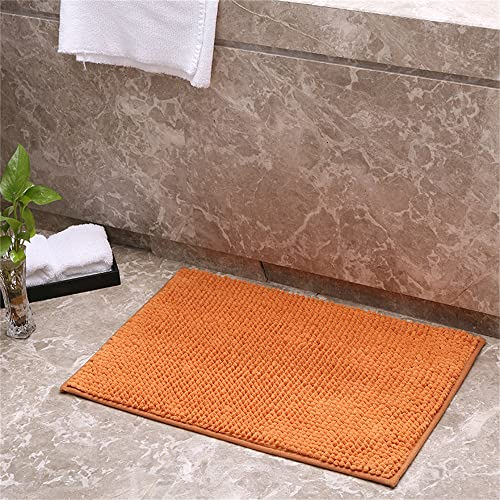 Odot rutschfeste Hochflor Badteppiche Maschinenwaschbare Badematte, Weiche Chenille für Badewanne, Dusche und Badezimmer,Badvorleger (Orange,70x140cm)