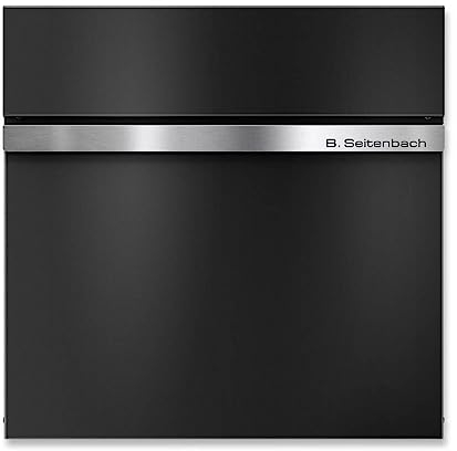 Metzler Cassetta delle lettere con scomparto per giornali, colore nero – Personalizzata con acciaio inox V2A – Targhetta con rivestimento a polvere in RAL 9005 nero profondo – Cassetta delle lettere