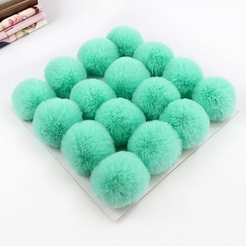SYSUII 10 stycken 6 cm fuskpäls pompon pälstofs fuskpäls pompon pom boll gör-det-själv päls pom poms för kvinnor flickor mössor beanies väska juldekoration nyckelring dekoration – grön
