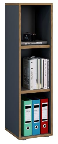 VCM Holzregal stehend | platzsparender Aktenschrank | Maße ca. H. 110 x B. 30 x T. 33 cm | Elegantes Regal | Büroregal – Salia 3fach B. 30 cm