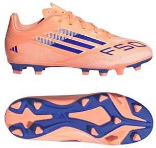 adidas Kids F50 Club Childrens Firm Ground Football Boots Orange/Blue 12 UK Child