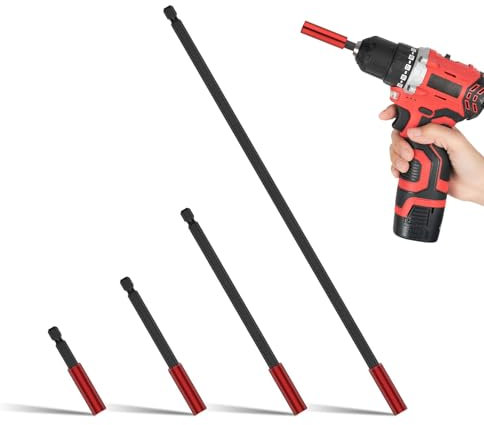 4Pcs Magnetic Drill Bit Extension Holder,1/4 Inch Impact Drive Hex Extension Holder Set,Magnetic bit Holder,Screwdriver Extension Bit Holders,48mm 95mm 145mm 295mm for Impact Drill Bar