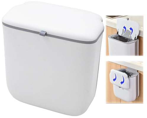 ANEELV Bidone per rifiuti per camper per cucina, bagno e campeggio, 10 litri, stile sospeso, adatto per Ducato, Hymer, Pilote e altri veicoli, design pieghevole salvaspazio, bianco