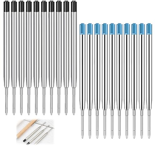20 PCS Recharges de Stylo Bille Multifonction, RemplaçAbles Recharges Universelles pour Format G2 Longueur 9.9cm Pointe Moyenne 1.0MM Pour L'école le Bureau pour Professionnels et Étudiants(Noir/Bleu)