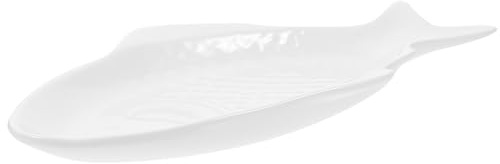 NUOBESTY Assiette Poisson Céramique Créative Blanche Multifonction Pour Service Table Snack Storage Restaurant Maison