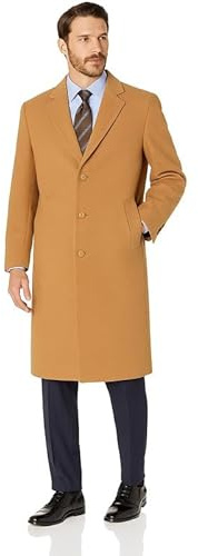 Adam Baker Men's 400904 Single Breasted Wool Cashmere Full Length Topcoat - Camel - 46R