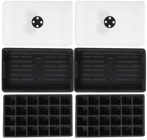 DOITOOL Contenitore per Piantare 2 Pezzi in Plastica Fori di Aerazione e Coperchio, Vassoio per Germinazione Semi per Coltivazione in Serra e Orto