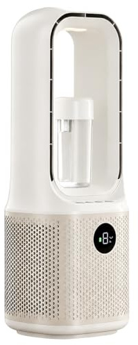 Ventilateur Colonne Sans Pale 3-en-1 36 x 14,6 cm 3500mAh Mini Ventilateur Rafraîchisseur d'Air Rechargeable USB avec Humidificateur 9 Vitesses Chambre/Bureau/Camping