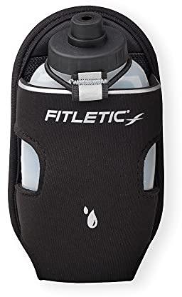 Fitletic Sports Water Bottle Holster (8oz) AD06 Compatible with Fitletic Running Belts Lightweight Leakproof BPA Free Water Bottle Fit Comfortably on The Front, Back or Side of Waist Bag, Black