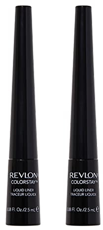 Revlon Liquid Eyeliner, ColorStay Eye Makeup, Smudgeproof, Longwearing with Ultra-Fine Tip, 251 Blackest Black (Pack of 2)
