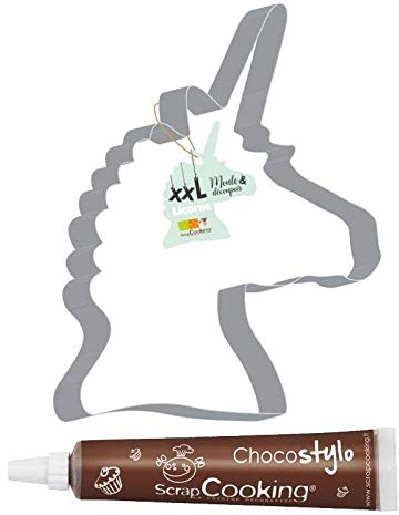 SCRAP COOKING Découpoir à pâtisserie inox XXL Licorne + 1 Stylo chocolat