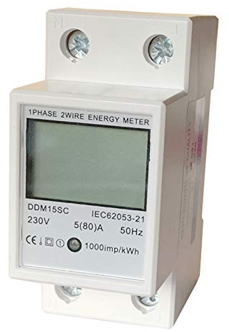 JVJ Compteur électrique LCD rail chapeau 1 Phsig Phase 5(80) A 230 V Compteur d'énergie Wattmètre KWH