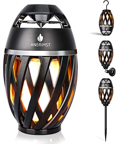 ANERIMST Altoparlante Bluetooth da Esterno con Luce Torcia, Altoparlanti a Fiamma LED Wireless Impermeabili per Gadget Domestici Accessori da Campeggio, Tempo di Riproduzione 24H, Suono Forte