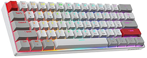Newmen GM610 Gaming Mechanische Tastatur,Gaming Tastatur 60 Prozent Bluetooth/Mit Kabel,61 Tasten RGB Beleuchtung Hot Swap Anti Ghosting TKL Mini Keyboard für PC/Win/Mac,Rote Schalter