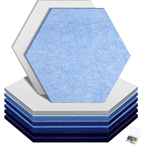 HyFanStr 8 Stück Aktualisierung Groß Pinnwand, Selbstklebende Bulletin Board Korkplatte mit 30 Stück Pushpins, Bulletin Tafeln Heimdekoration Wanddeko für Notizen Büro Blau Grau