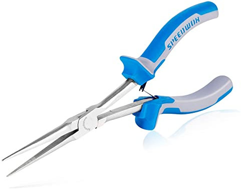 SPEEDWOX Long Reach Needle Nose Pliers with Teeth, 7 Inches Long Nose Mini Precision Wire Looping Pliers for Hard to Reach Narrow Spaces High Leverage Reduce Efforts Non-Slip Handles