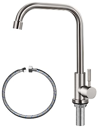Cold Only Water Tap Single Hole Kitchen Sink Faucet SUS304 Stainless Steel Brushed Nickel