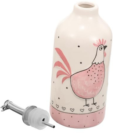 Milisten Relief Chicken Oil Bottle Ceramic Kitchen Oil Dispenser Decorative Cooking Sauce Container 2.7 Inch for Table Use and Festive Dining