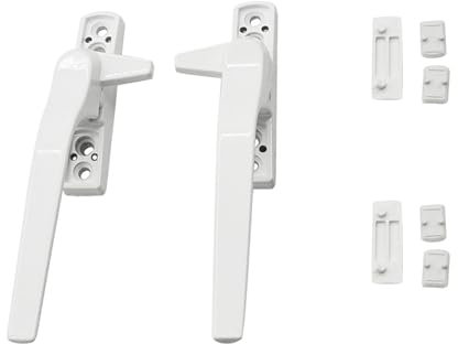 Yuiturt UPVC Window Handles, 2 Pcs White Cockspur Window Handle Replacement, Durable Aluminum Alloy for Security for Casement Windows, Easy Installation, Childproof Locking Mechanism Left/Right