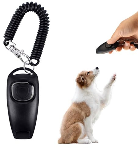 SOGHO Hundepfeife,Klicker Hund,Hundepfeife Rütter Rückruf,Pfeife Klicker Hundeklicker Set,Hundepfeife Mit Klicker Und Lanyard,2 IN 1 Funktionsdesign Für Hund,Katze,(Schwarz)
