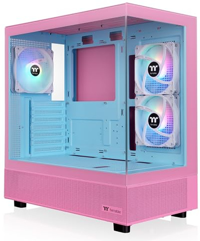 Thermaltake View 270 Plus TG ARGB Mid Tower Chassis; 3x120mm ARGB Lite Fans Included; 360mm Radiator Support; 420mm GPU Clearance; 180mm Air Cooler Max Height; Bubble Pink; CA-1Y7-00MAWN-00