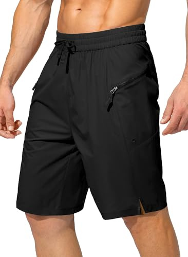 Tansozer Men's Swimming Shorts Quick Dry Waterproof Boardshorts Summer Beach Swim Trunks with Zipper Pockets - No Mesh Liner Black M