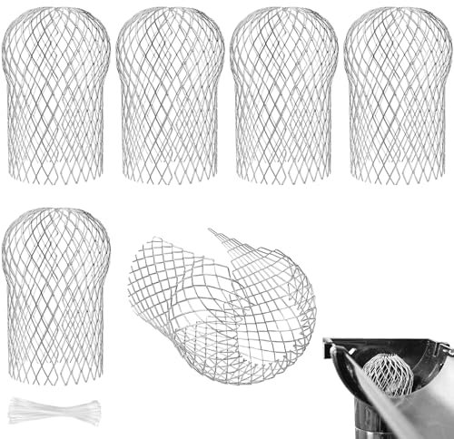 TXXATX Lot de 6 gouttières - Protection contre les feuilles - 15 x 8 cm - Avec serre-câbles - Protection des tuyaux de descente - En aluminium - Pour tuyaux de toit, tuyaux de descente, balcons