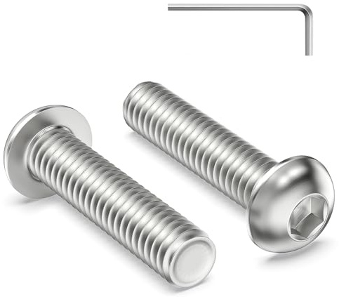 Zuyya 60 viti a testa bombata M6 x 20 mm, testa semicircolare in acciaio inox A2 V2A, filettatura completa con chiusura a esagono incassato