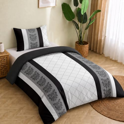 Lazzaro Single Duvet Cover Set Premium Brushed Microfiber Quilt Cover | Hypoallergenic, Reversible, Zipper Closure, Ultrasoft Quilt Cover, Single (90 × 190 cm), OEKO-TEX Certified, Machine Washable