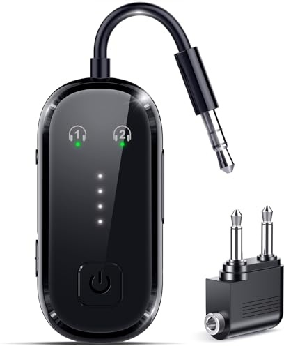 2026 Upgraded Pro Bluetooth 6.0 Transmitter Receiver|Bluetooth Adapter for TV/Airplane/Gym to Wireless Headphones/All Airpods,Dual Link & Low Latency,Wireless Adapter for Car/Home Stereo
