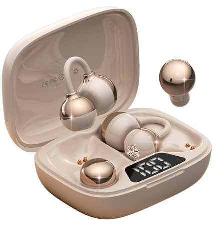 LESUN Schickes Open Ear Kopfhörer & Mini-Kopfhörer 2-in-1 Set mit 36 Std Akkulaufzeit, Bassstark, Ultrakompakt & IPX5 Wasserdicht, Für Arbeit, Sport & Schlaf, Tag-/Nacht-Tragemodus (Hellgold)