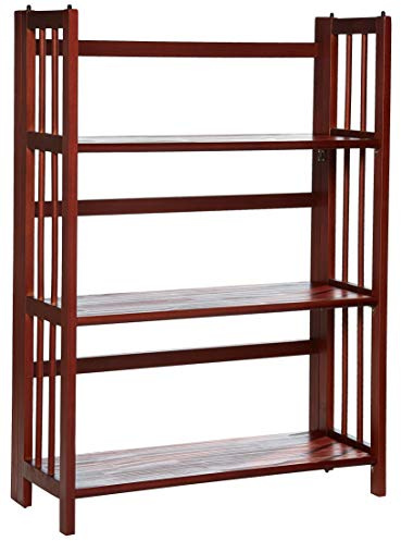 Casual Home 3-Shelf Folding Stackable Bookcase (27.5 Wide)-Walnut