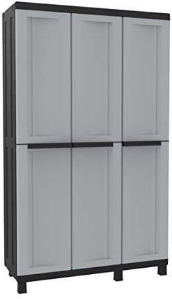 Terry, Twist Black 102a, Armario Multifunción 3 Puertas con 2 Compartimentos separados. 102x39x170 cm