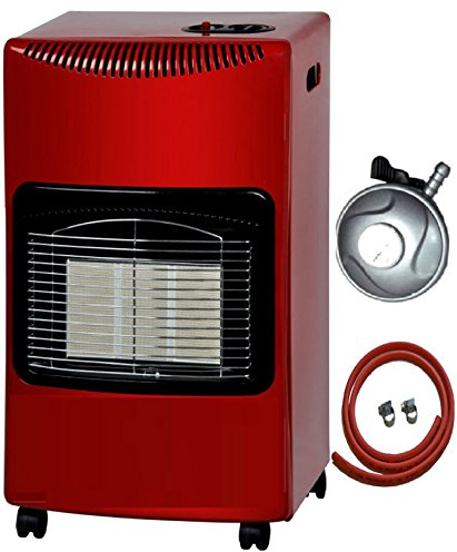 PROGEN New 4.2kw Calor Gas Heater Free Standing Butane Gas Heater Portable Heater with with wheels comes with Free Hose and Regulator (Red)