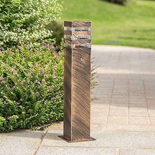 Outdoor Retro Path Lamp Bronze Aluminum and Acrylic Screen in Clear Waterproof IP44, E27 Socket, Column Lamp Outside Lamp Garden Light Bollard Lamp Post Lamp Pedestal Lamp (Height 60CM)