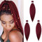 65cm Extensiones de Pelo Sintético para Trenzas Africanas Braiding Twist Crochet Hair EZ Trenzado Yaki Profesional Cabello Pre Stretched Braiding Hair Postizo 3 Piezas, Vino tinto